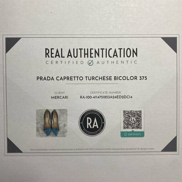 Prada Women's Capretto Turchese Silver Accent Pointed Toe Bicolor Pumps‎ EU 37.5 - Picture 11 of 11